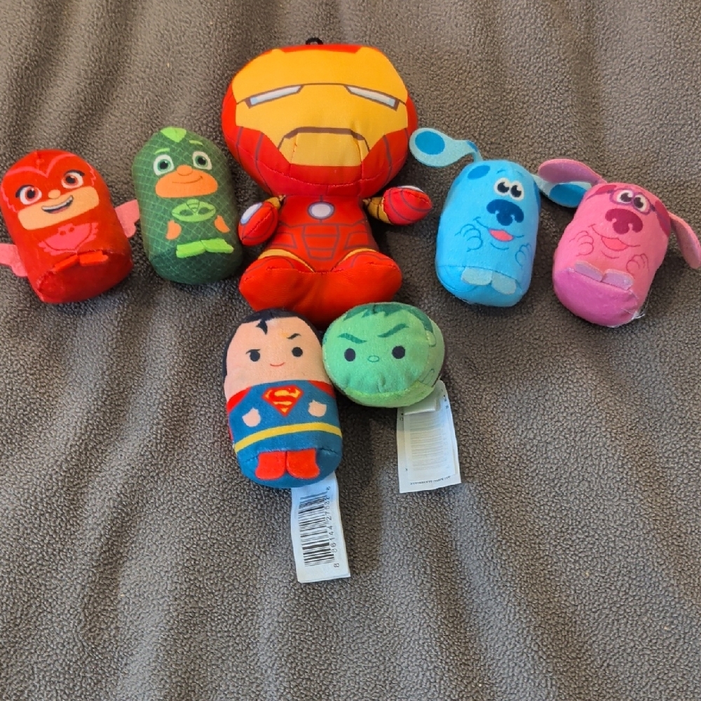 Colorful Superhero and Cartoon Plush Toy Collection
